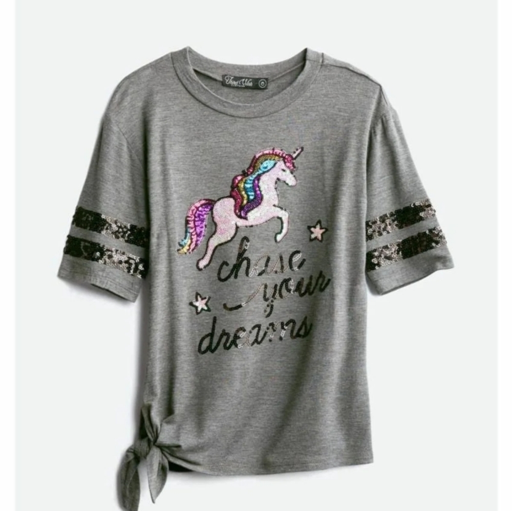 NWT Unicorn Sequins Top Tee Girls Sz 14